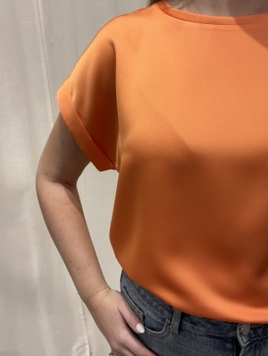 VIELLETTE S/S SATIN TOP/SU - F 276460 Tangerin