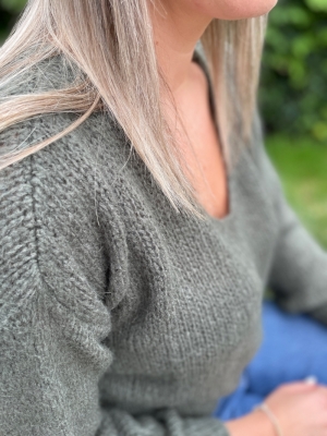 Sweater V-neck Clio Olive