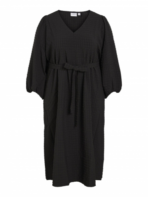VIPIPE V-NECK 7/8 DRESS/CUR 178035 Black