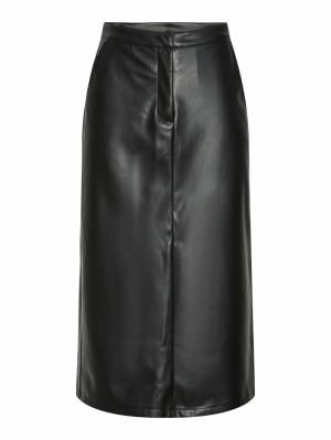 PCNEETH HW PU MIDI SKIRT 179276 Black