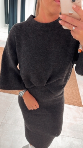 PCNIKO SS CROP ONECK KNIT BC 179274 Dark Gre