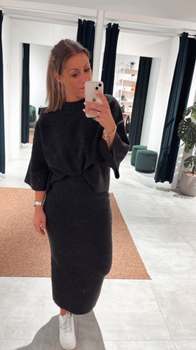 PCNIKO SS CROP ONECK KNIT BC 179274 Dark Gre