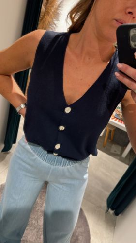 PCSENNA SL V-NECK KNIT VEST MP 217810 Maritime