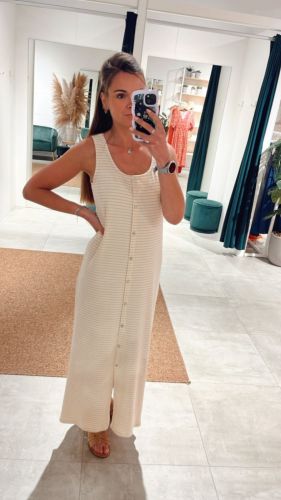 PCTAILER SL O-NECK BUTTON DRES 245215001 Birch