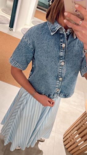 PCSKY SS A-SHAPE DENIM TOP NOO 184420 Medium B