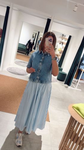 PCSKY SS A-SHAPE DENIM TOP NOO 184420 Medium B