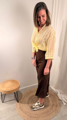 PCFRANAN HW ANKLE SKIRT WVN NO 302664 Hot Fudg