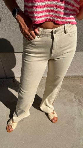 PCSILKE MW WIDE COLORED JEANS 286939 Silver L