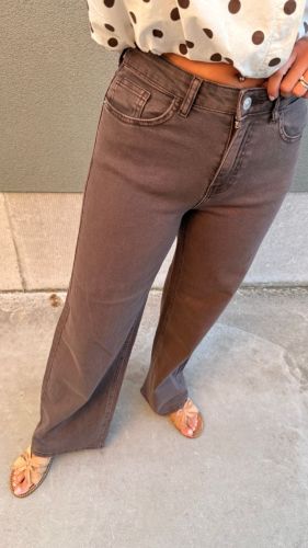 PCSILKE MW WIDE COLORED JEANS 302664 Hot Fudg