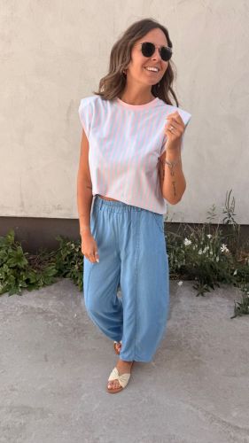 Top Mommy Stripe LIght blue