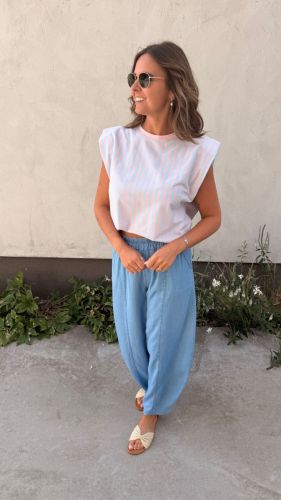 Top Mommy Stripe LIght blue