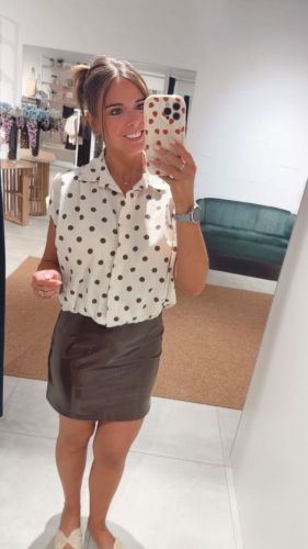 VISHINNY RW COATED SHORT SKIRT 196326 Coffee B