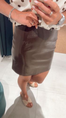 VISHINNY RW COATED SHORT SKIRT 196326 Coffee B