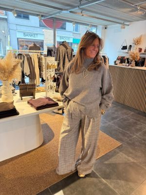 VITJENKA HW WIDE CHECK PANTS 281299002 Sand/